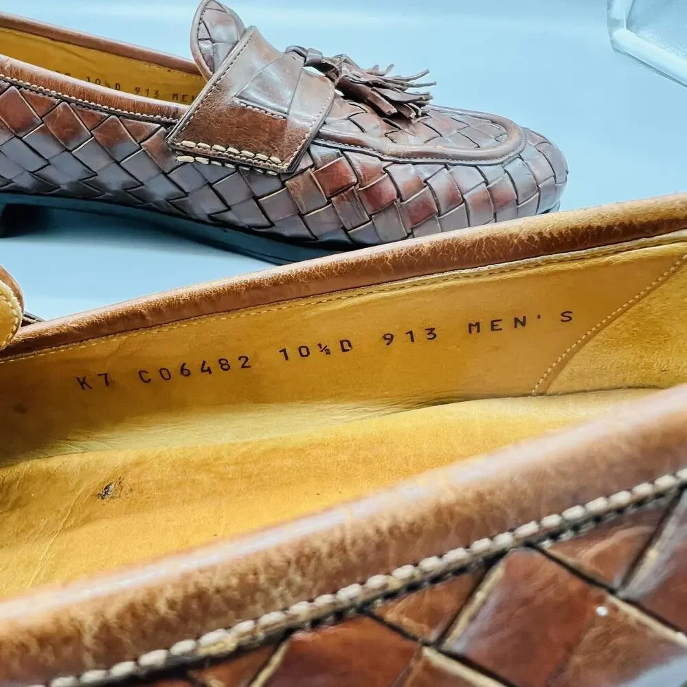 Cole Haan Shoes Mens 10.5 Brown Leather Collection Woven Tassel Loafers Dress